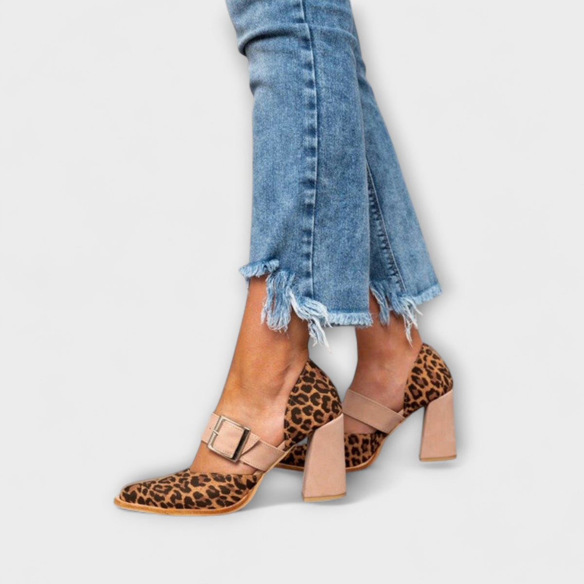 Adelgunde - Leoparden-Sandaletten met Hak