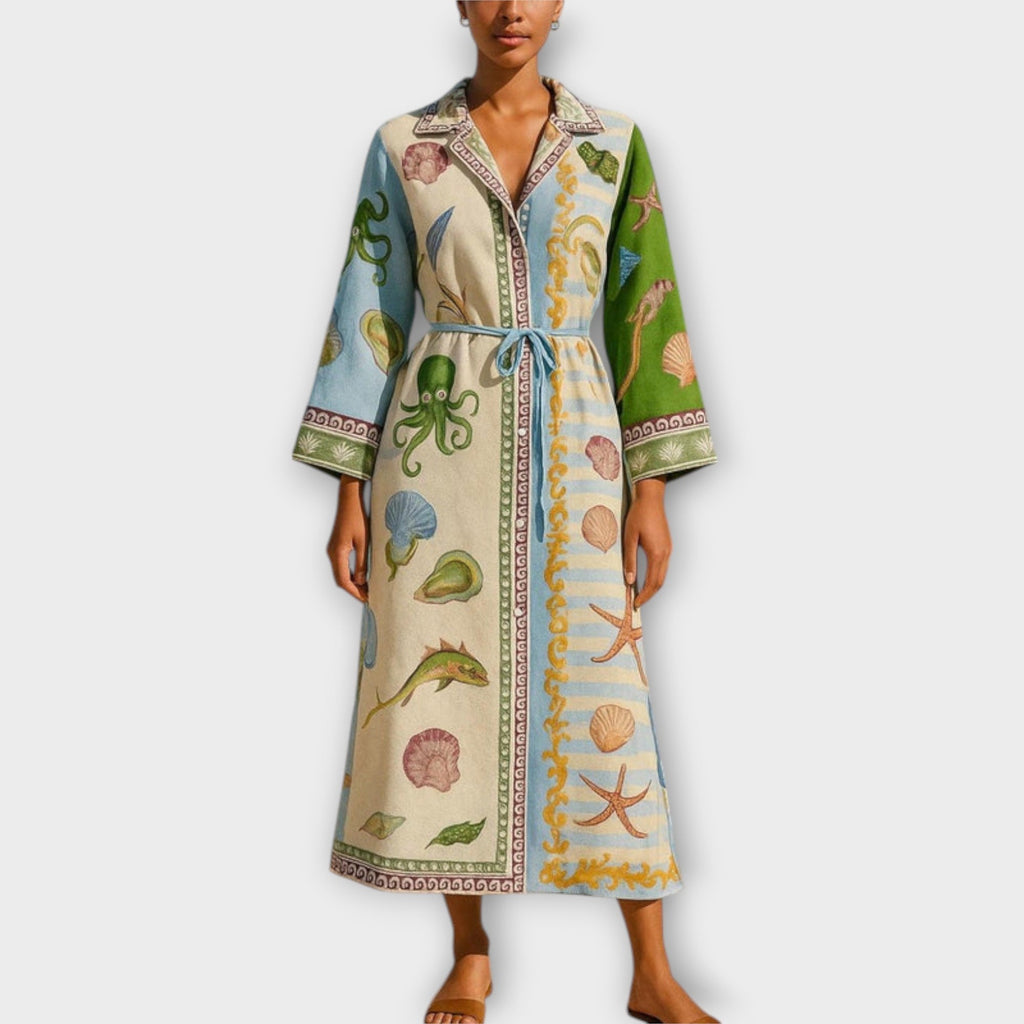 Jule - Bedrukt Twill Hemdjurk met Ceintuur