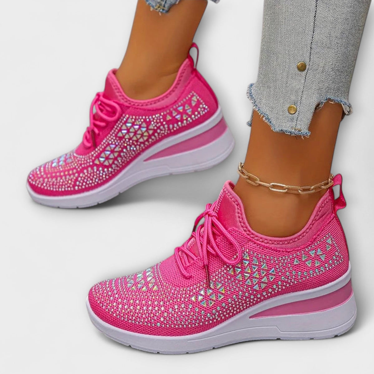Gisela - Sprankelende Sneakers met Strass