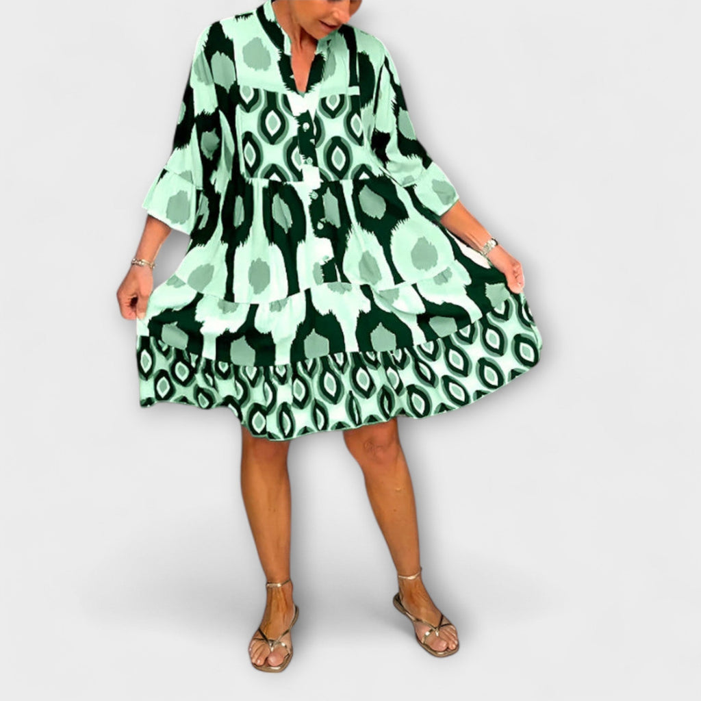 Lavira - Stijlvolle Midi-jurk met Ikat-patroon