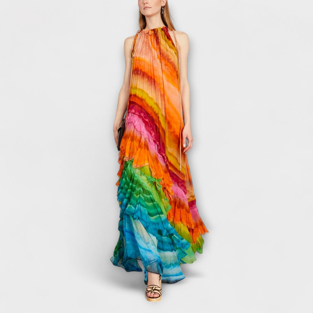 Iris - Regenboogkleurige Rimpel Maxijurk