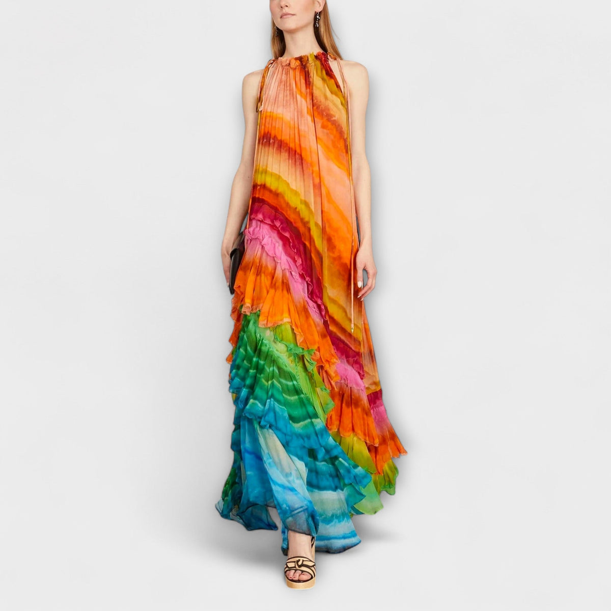Iris - Regenboogkleurige Rimpel Maxijurk