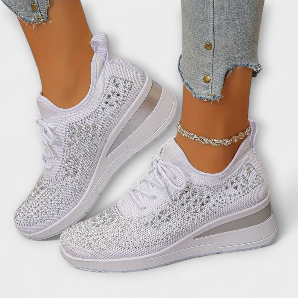 Gisela - Sprankelende Sneakers met Strass