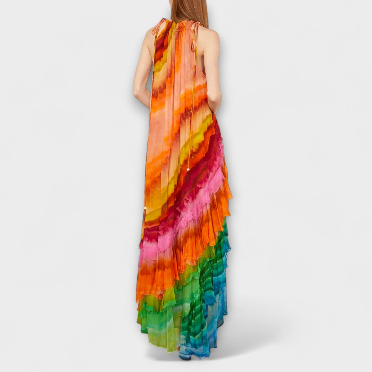 Iris - Regenboogkleurige Rimpel Maxijurk
