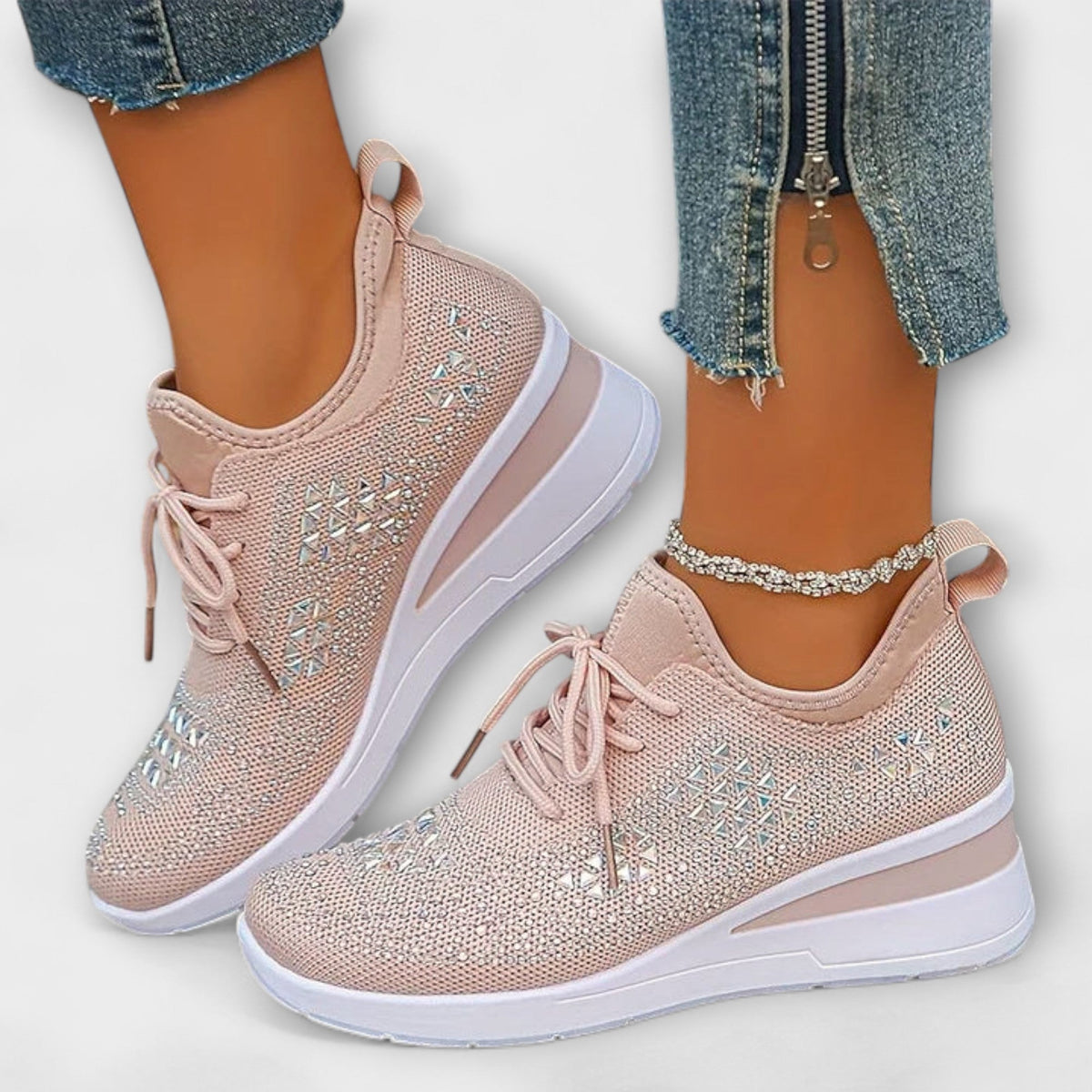 Gisela - Sprankelende Sneakers met Strass