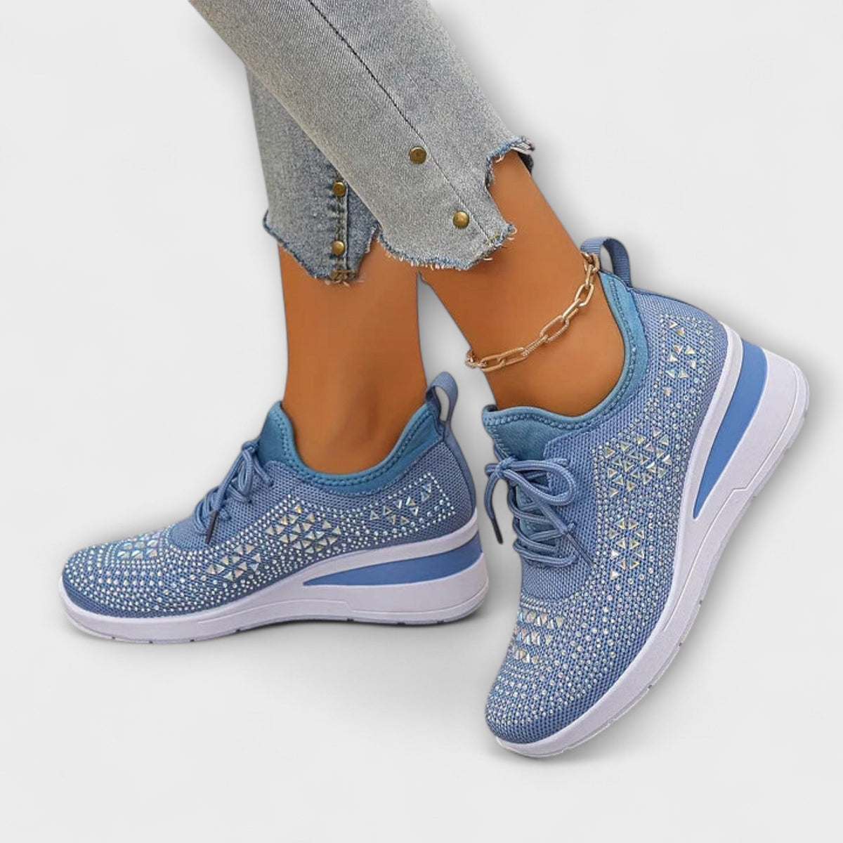 Gisela - Sprankelende Sneakers met Strass