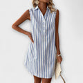 Annie - Blauw-wit gestreept Hemdblusenkleed