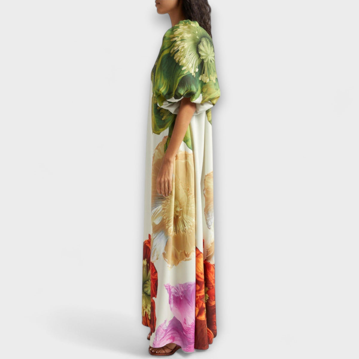 Melody - Witte Off-Shoulder Maxikleed met Bloemenmotief