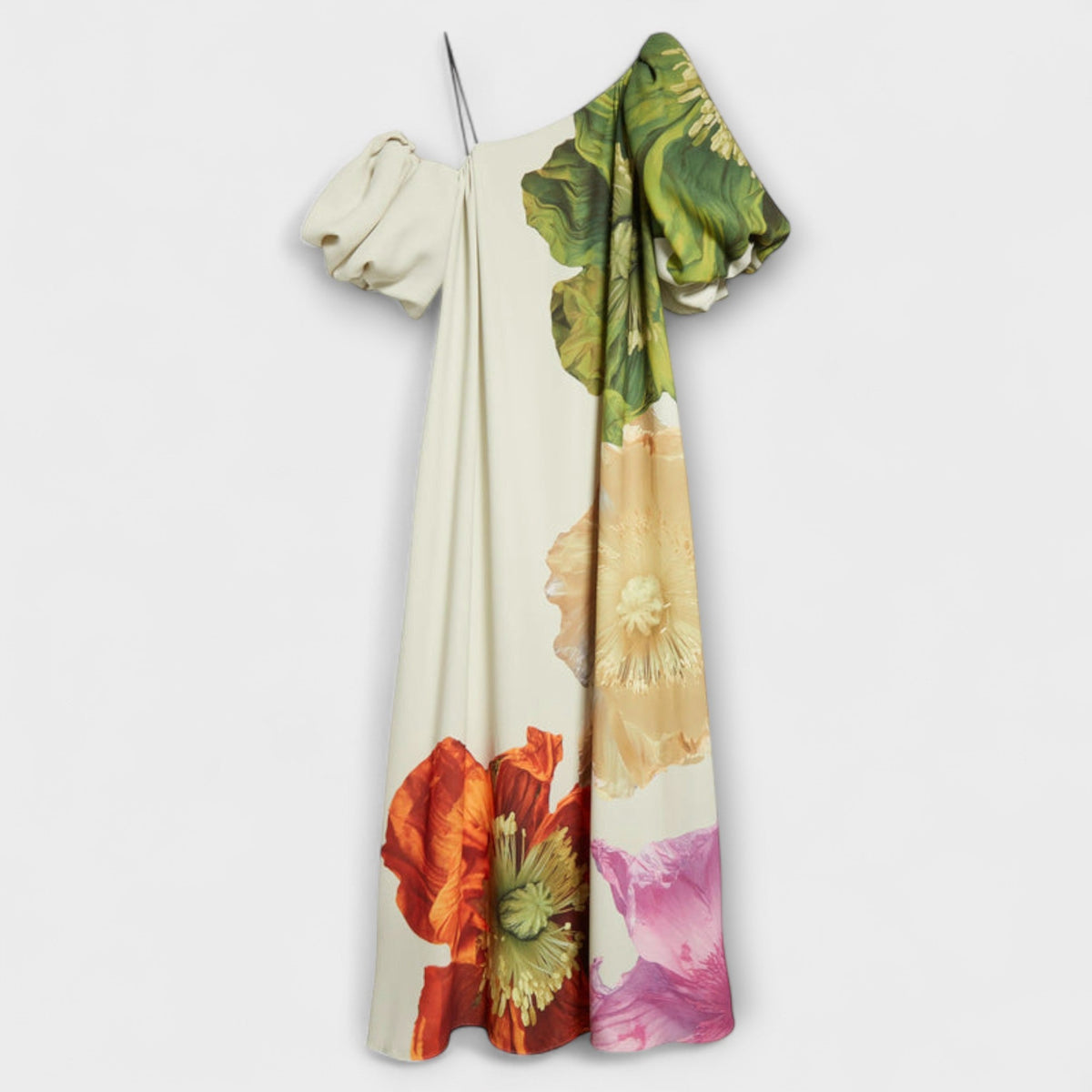 Melody - Witte Off-Shoulder Maxikleed met Bloemenmotief