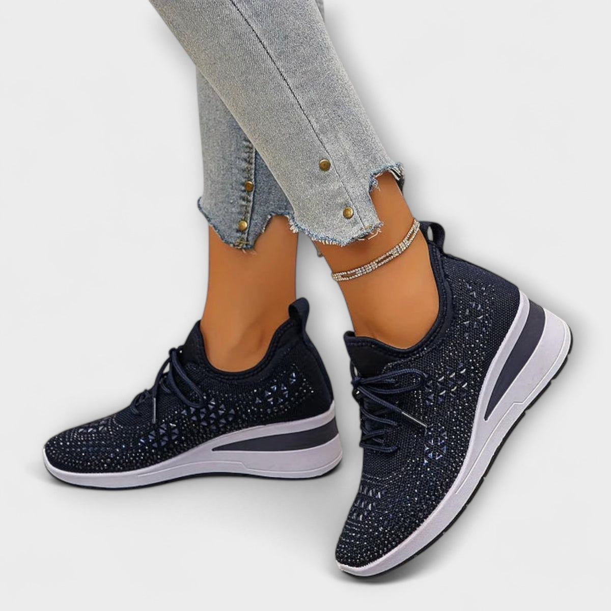 Gisela - Sprankelende Sneakers met Strass