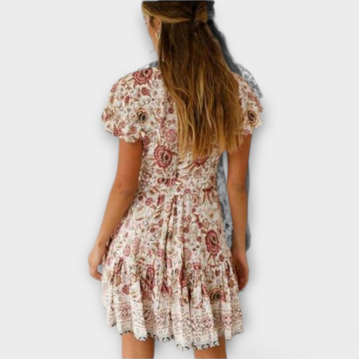 Amina - Korte Boho-jurk met bloemenpatroon
