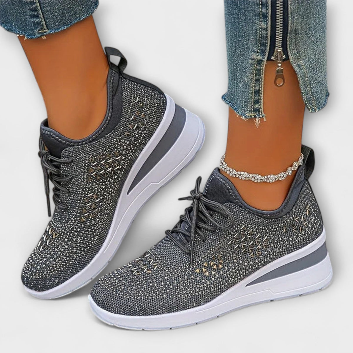 Gisela - Sprankelende Sneakers met Strass