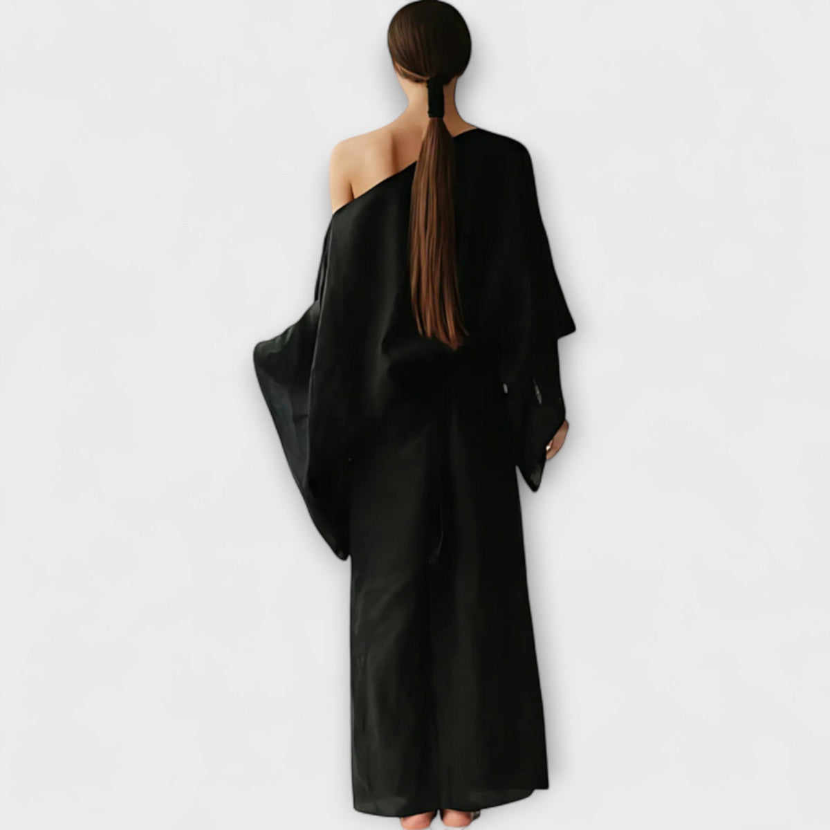 Dana - Blauwe Kimono-jurk van Linnen