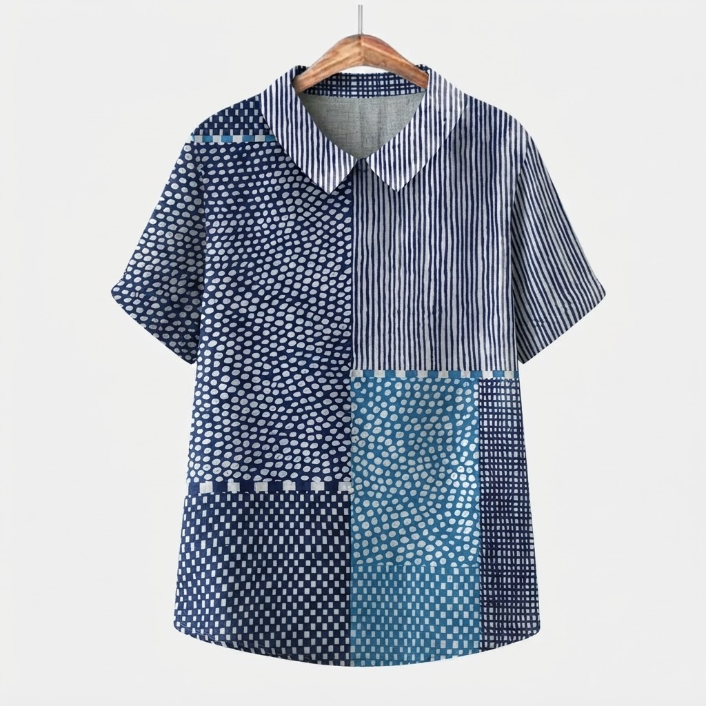 Élise | Geprinte Patchwork Blouse