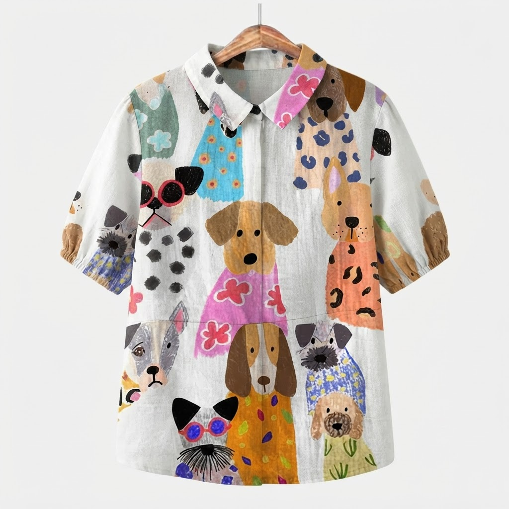 Valentine | Gedrukt Honden T-shirt
