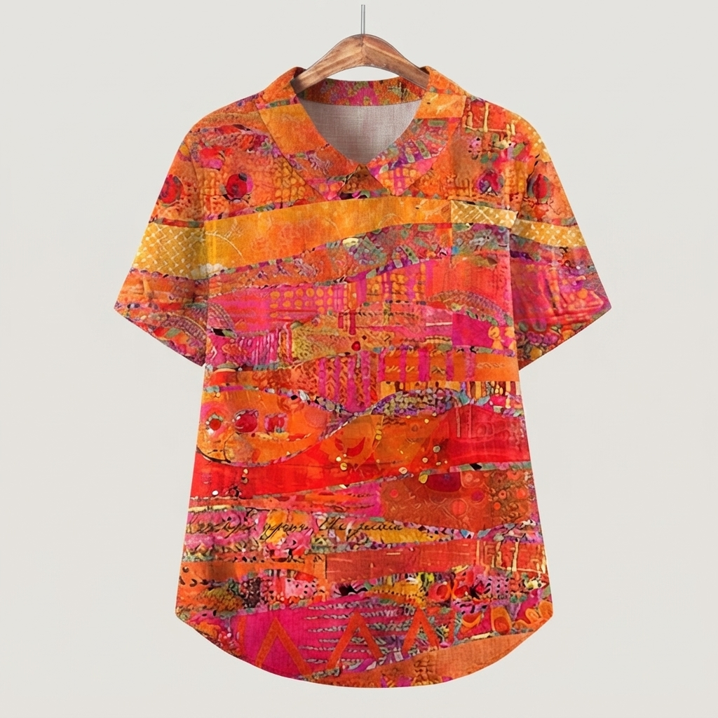 Jeanne | Blouse met Abstracte Print