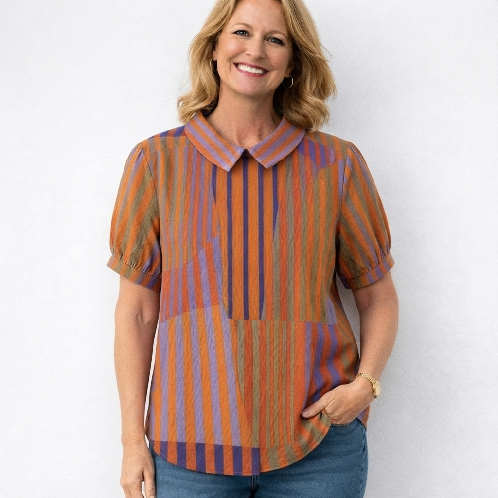 Anaïs | Blouse met Geometrische Strepen