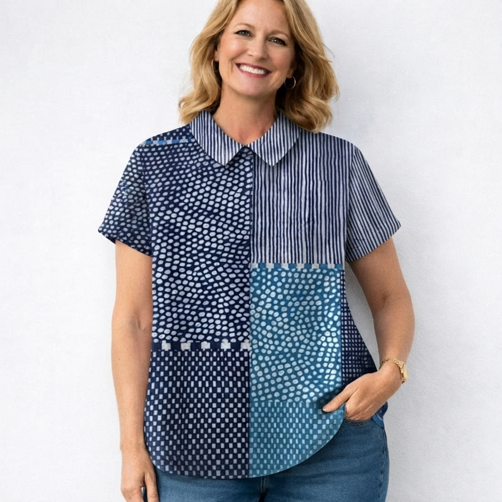 Élise | Geprinte Patchwork Blouse