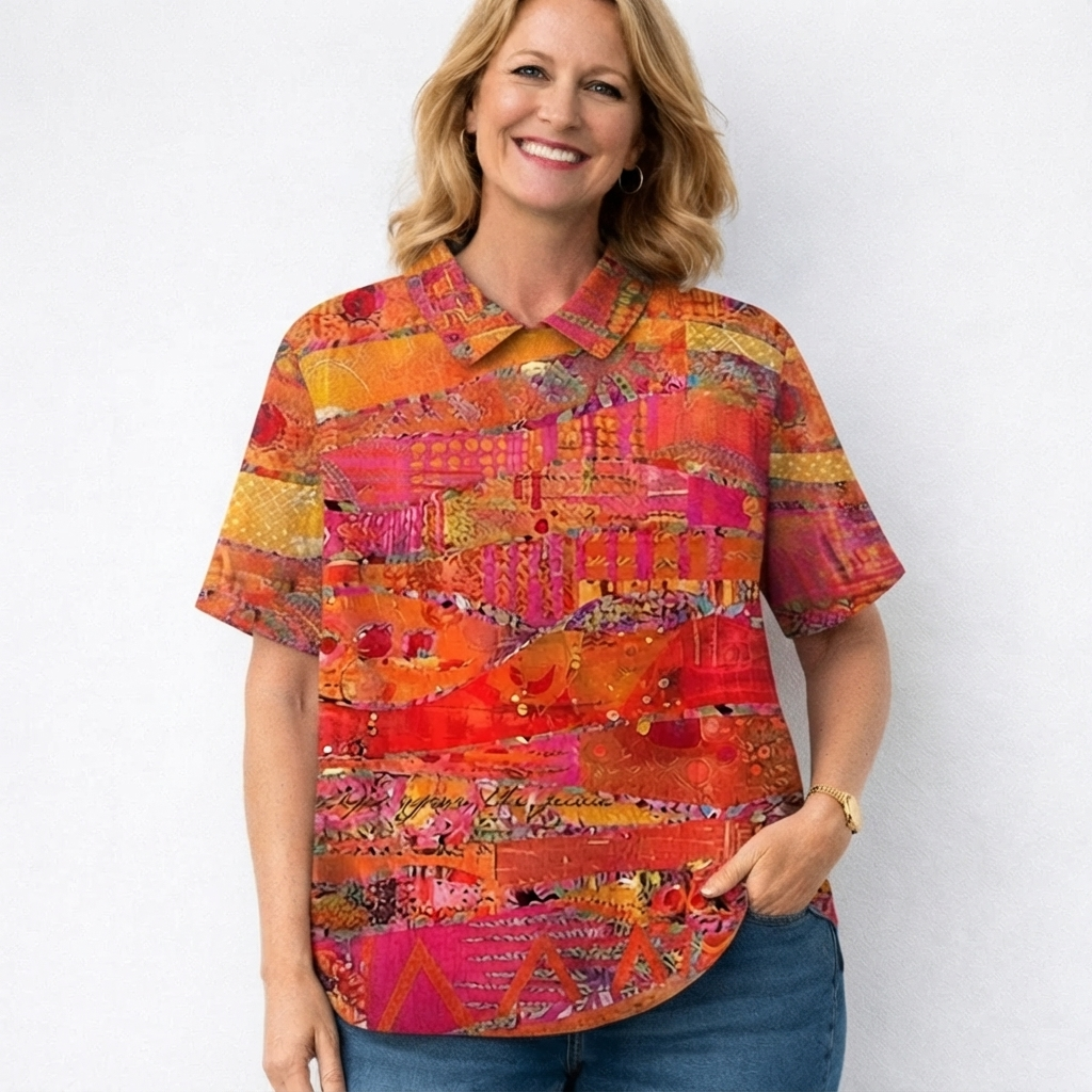 Jeanne | Blouse met Abstracte Print