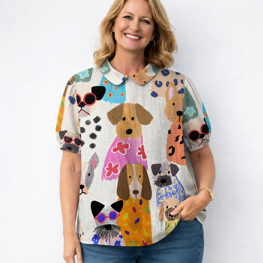 Valentine | Gedrukt Honden T-shirt