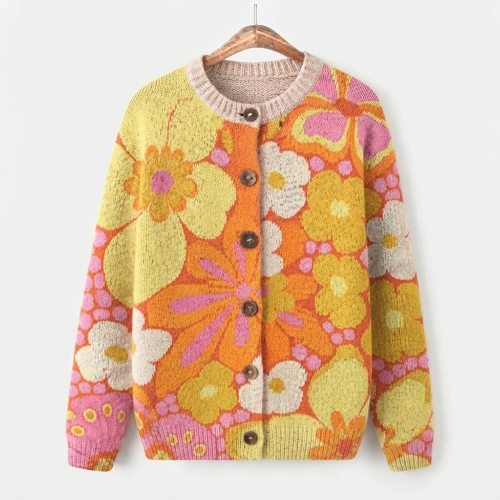 Zara - Gele Cardigan met Levendig Bloemenmotief