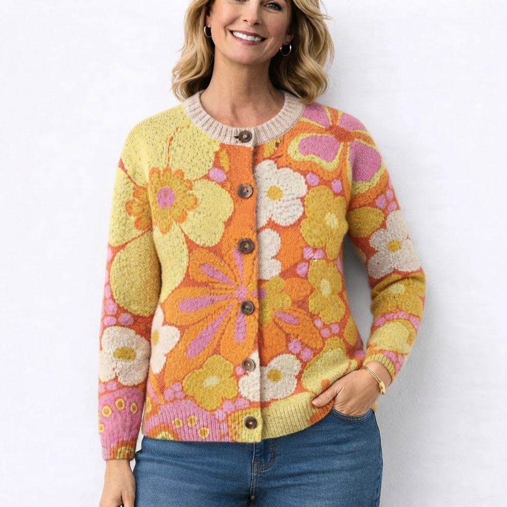 Zara - Gele Cardigan met Levendig Bloemenmotief