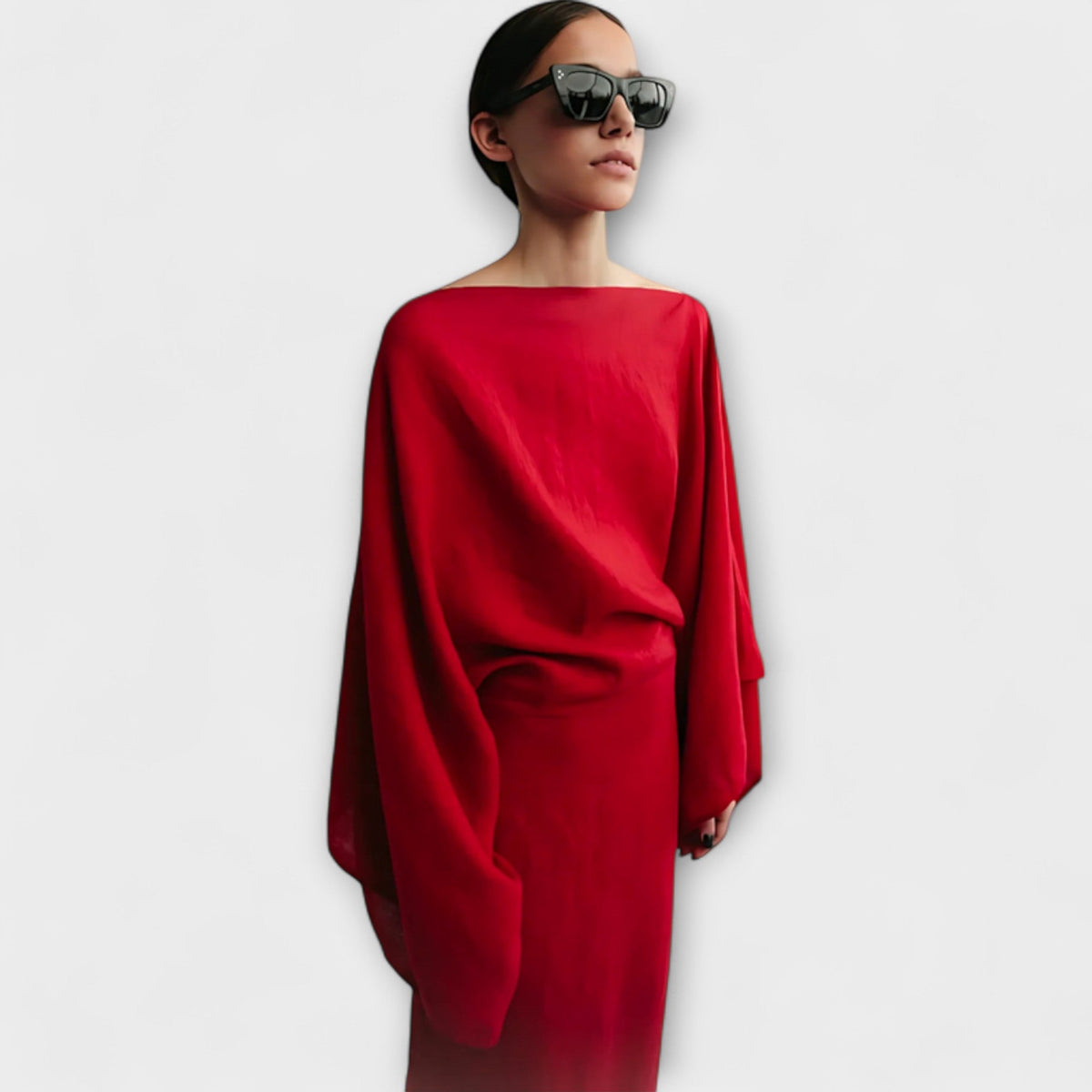Dana - Blauwe Kimono-jurk van Linnen