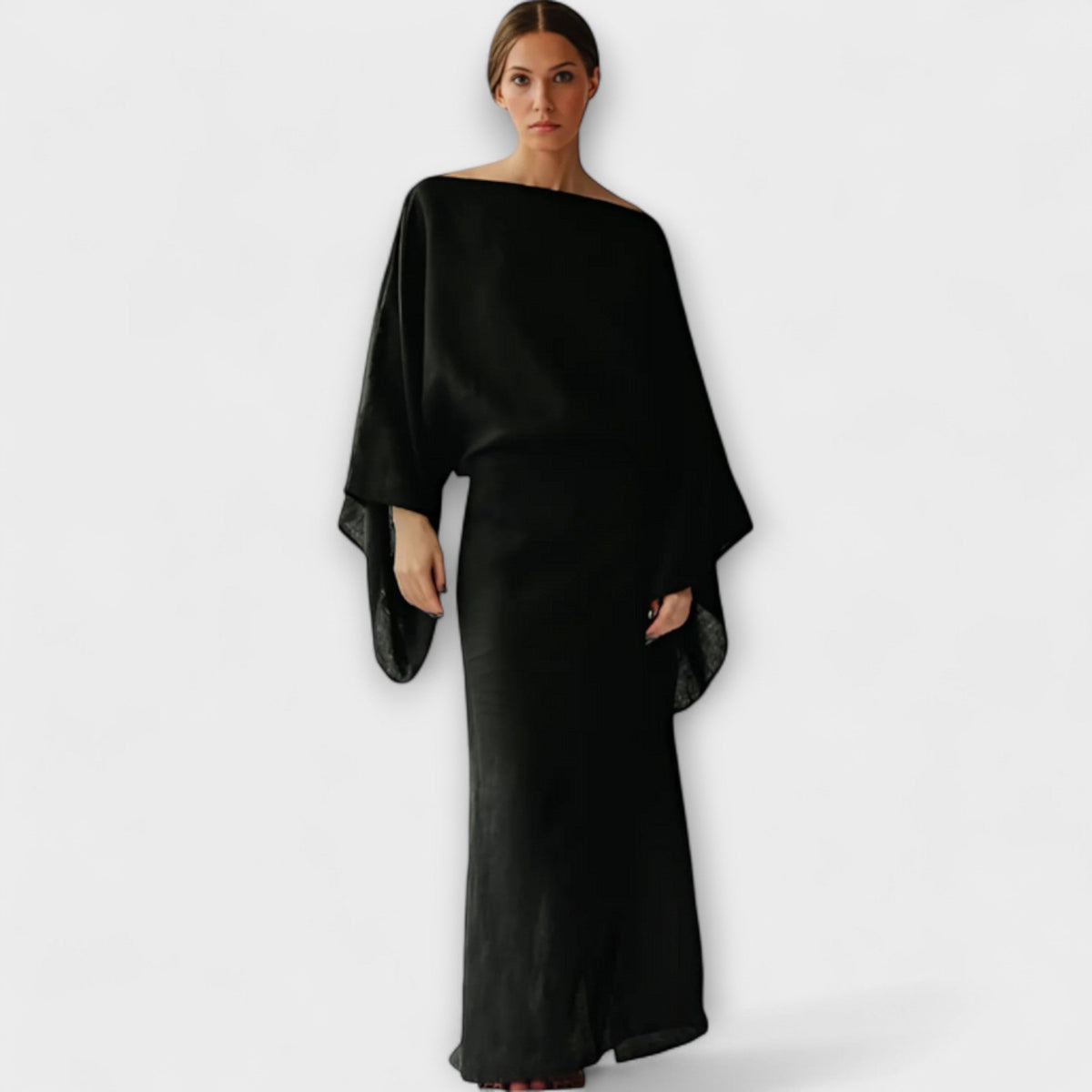 Dana - Blauwe Kimono-jurk van Linnen
