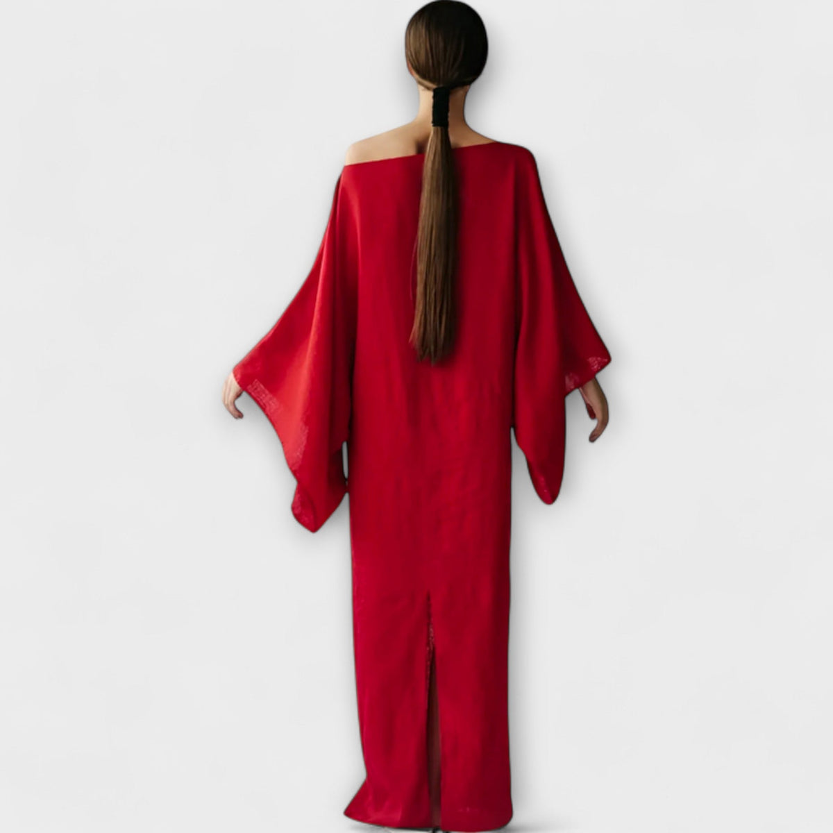 Dana - Blauwe Kimono-jurk van Linnen