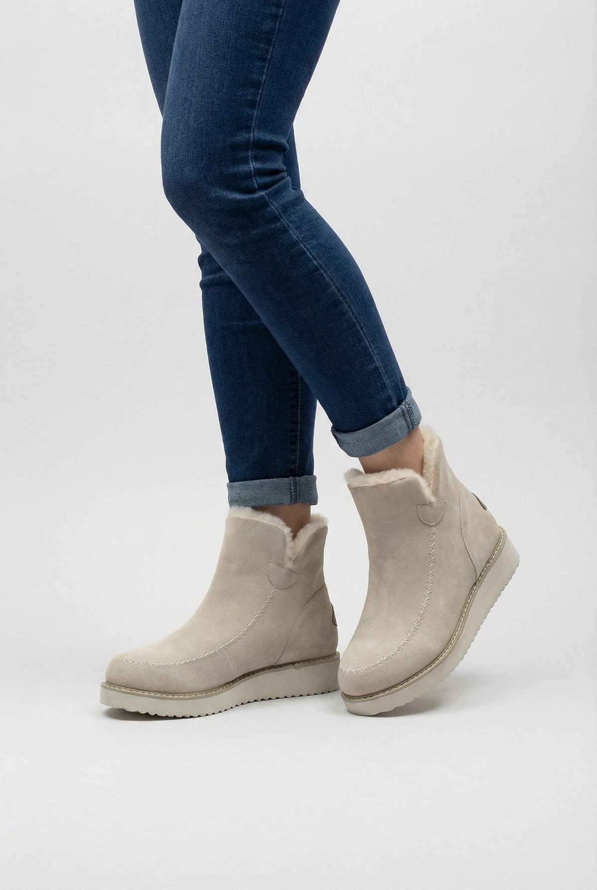 Victoria | Stylish Beige Ankle Boots with Eco-Friendly Sole - Lumina