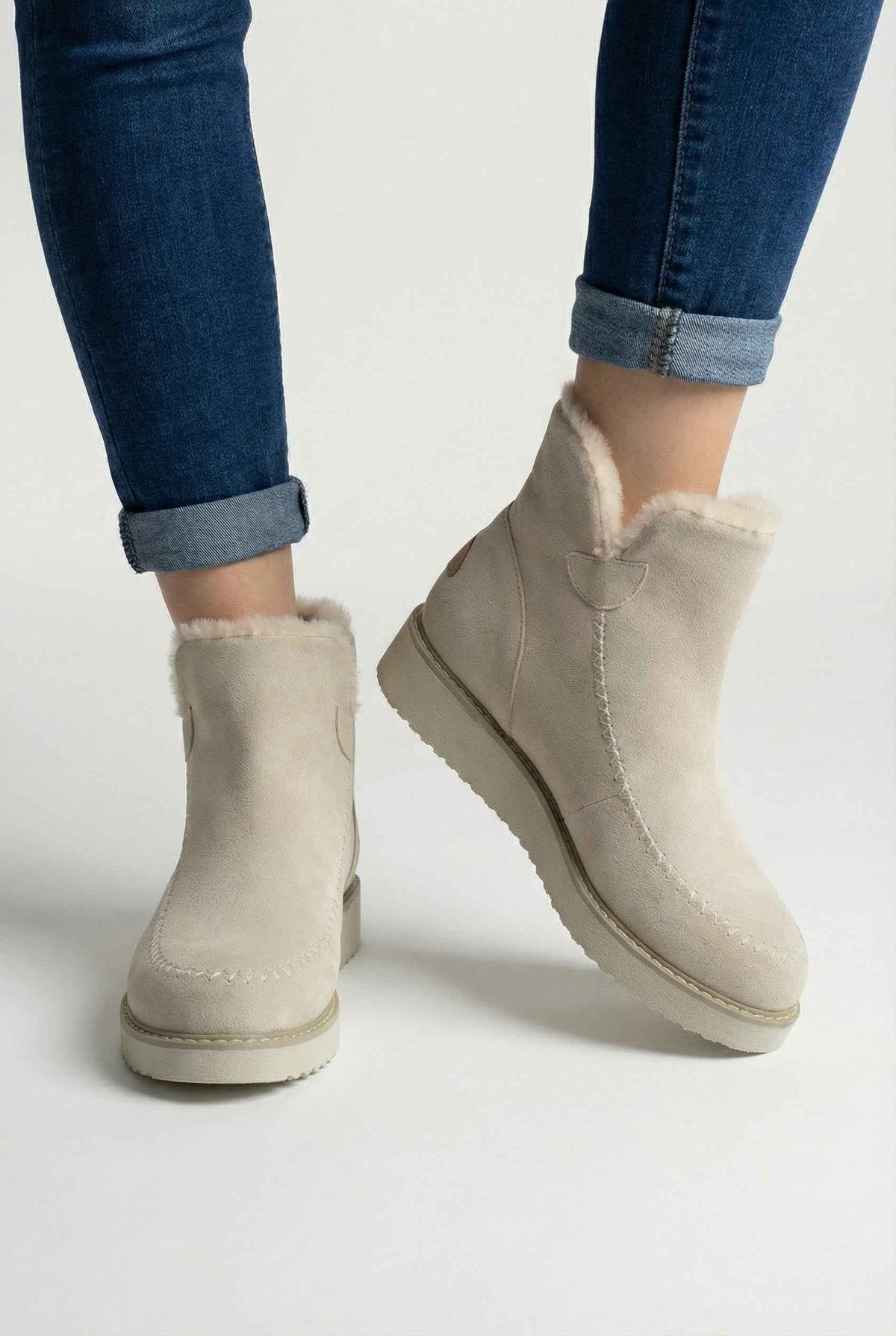 Victoria | Stylish Beige Ankle Boots with Eco-Friendly Sole - Lumina